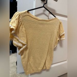 Ann Taylor short sleeved sweater shirt in yellow
